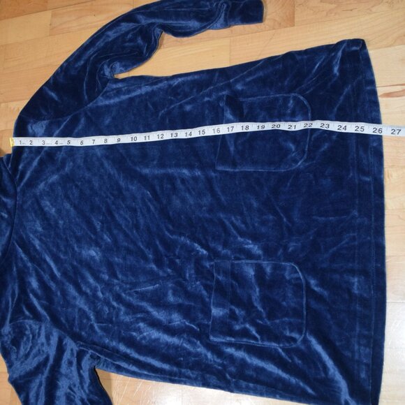 FEELGOODSTORE Women's Sz M Blue Velour Mock Neck Top & Pants Outfit - Picture 9 of 10